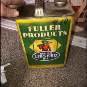 Old can with full original linseed oil in it